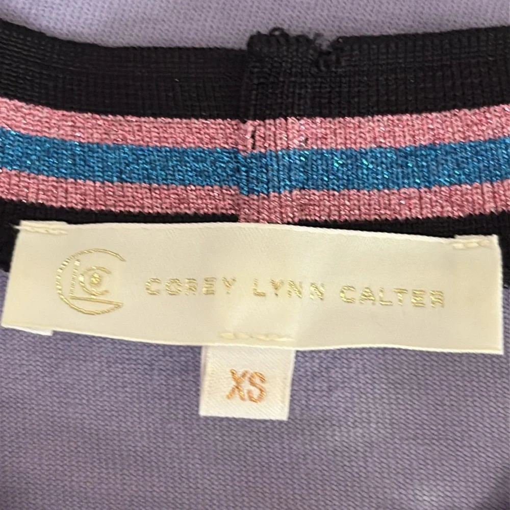 Corey Lynn Calter Molly Cotton Ringer Tee in Purple - Size XS_6